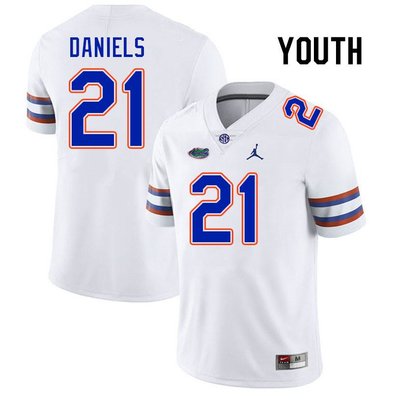 Youth #21 KD Daniels Florida Gators College Football Jerseys Stitched-White